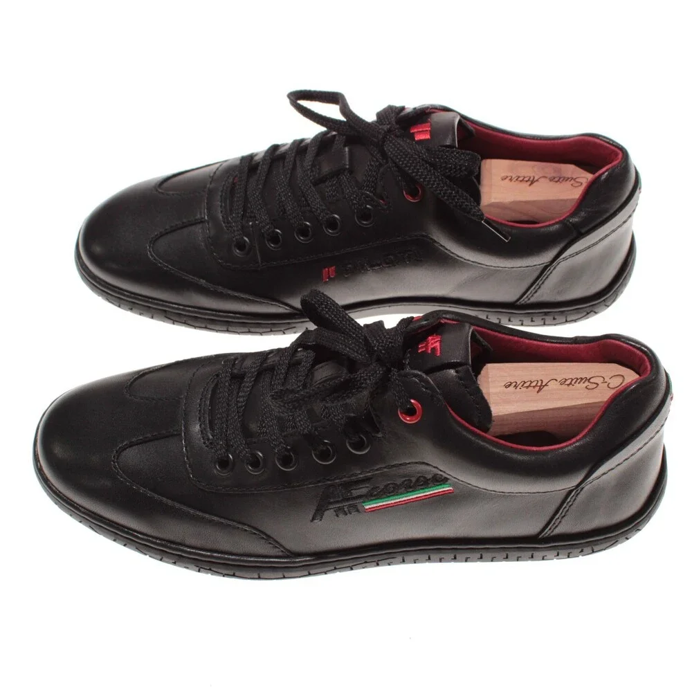 Piloti NWB Shift AF Corse Lace Up Driving Sneakers Size 7 US in Black Leather